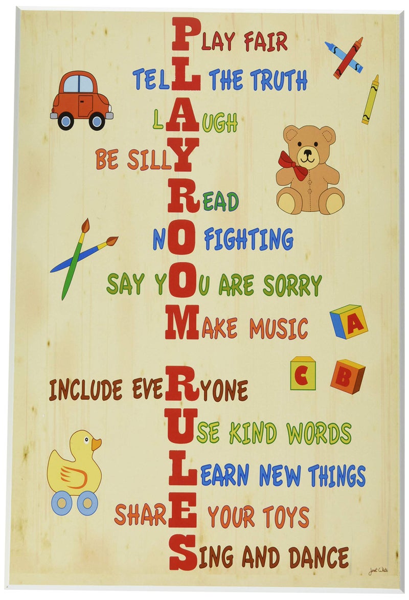 ستوبيل إنداستريز غرفة الأطفال من Stupell Vertical Playroom Rules لوحة حائط مستطيلة - Image 1